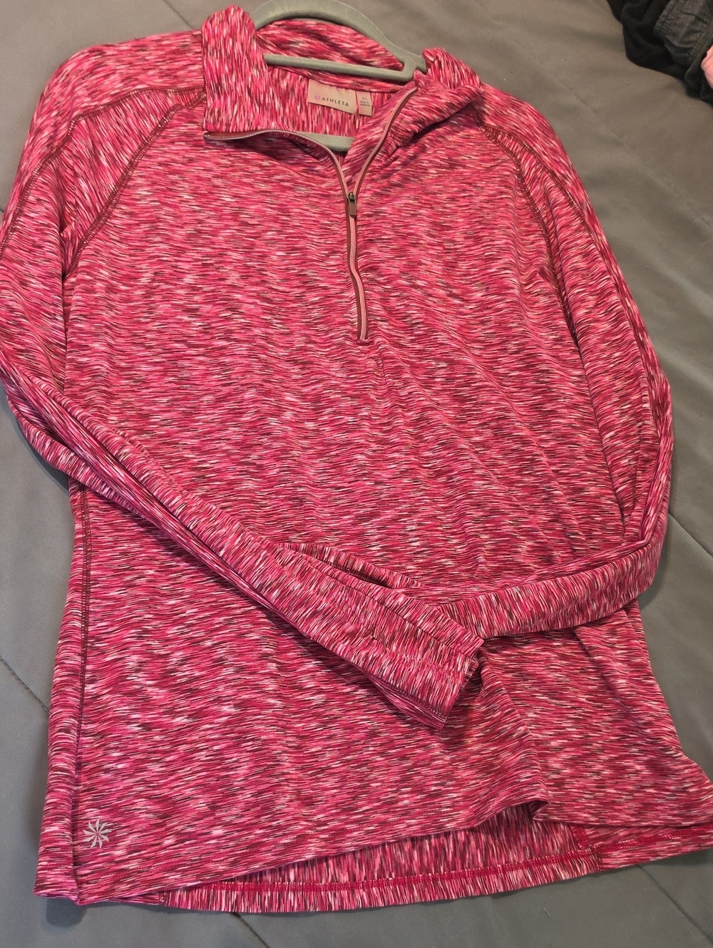 Athleta Pink Heather Quarter-Zip Pullover